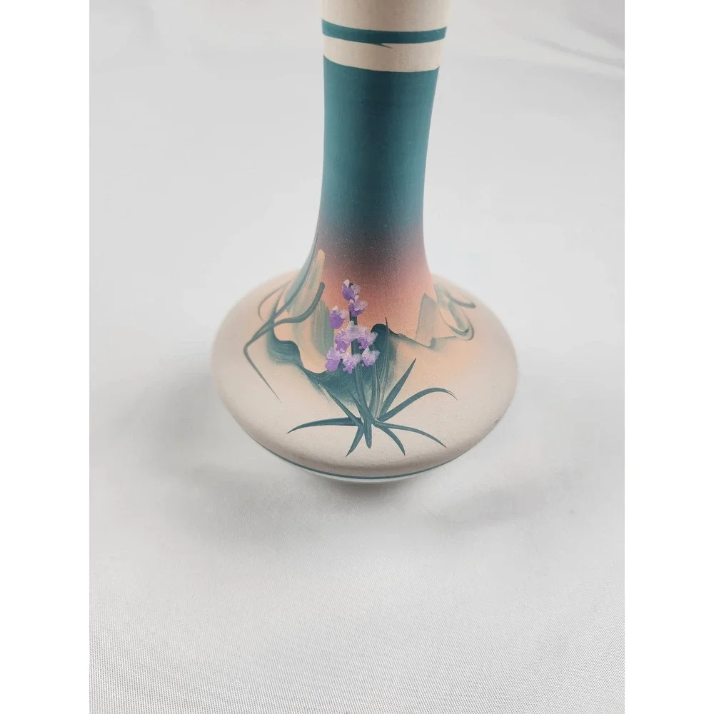 Vintage Hand Painted Southwestern Desert Bud Vase 8.5